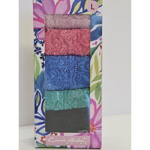 Carrie Amber Women Size L Intimates 5PK Lace Hipster Multicolor Gift Box Panties